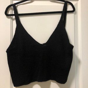 Crop knit black tank. Wide fit -- Oak + Fort